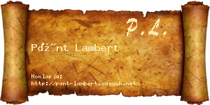 Pánt Lambert névjegykártya